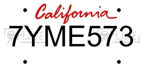 7YME573 California License Plate