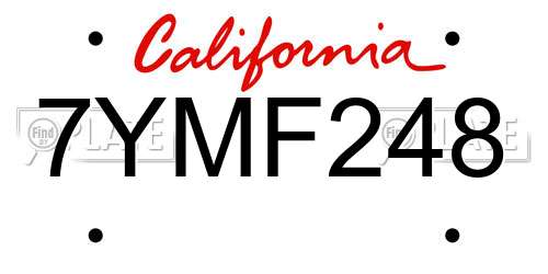 7YMF248 California License Plate