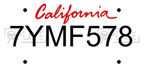 7YMF578 California License Plate