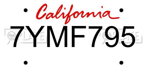 7YMF795 California License Plate