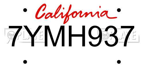 7YMH937 California License Plate