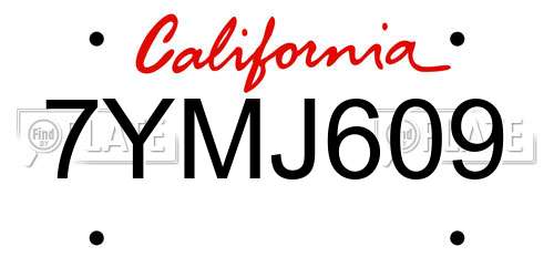 7YMJ609 California License Plate
