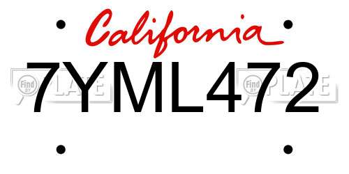 7YML472 California License Plate