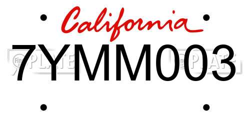 7YMM003 California License Plate