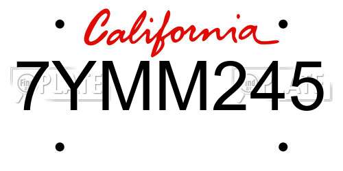 7YMM245 California License Plate