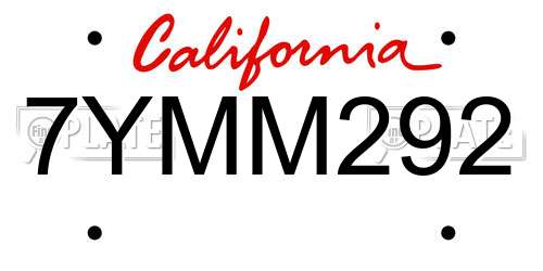 7YMM292 California License Plate