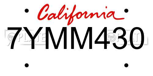 7YMM430 California License Plate