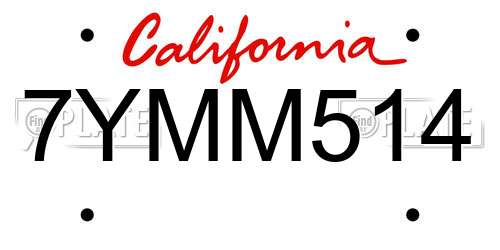 7YMM514 California License Plate