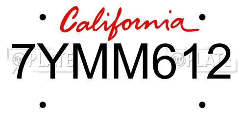 7YMM612 California License Plate