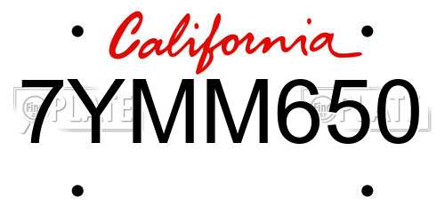 7YMM650 California License Plate