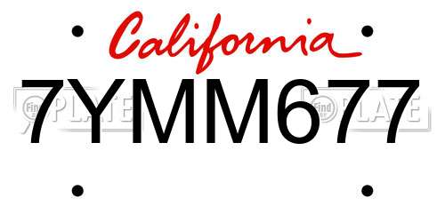 7YMM677 California License Plate