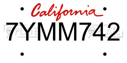 7YMM742 California License Plate
