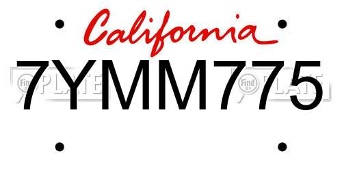 7YMM775 California License Plate