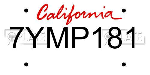 7YMP181 California License Plate