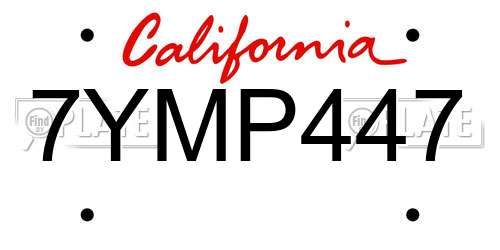 7YMP447 California License Plate