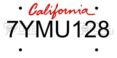 7YMU128 California License Plate