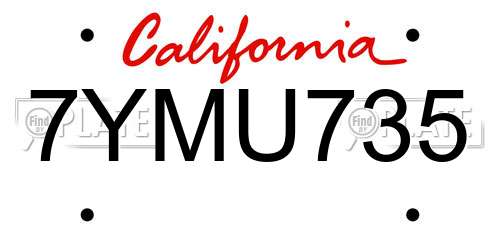 7YMU735 California License Plate