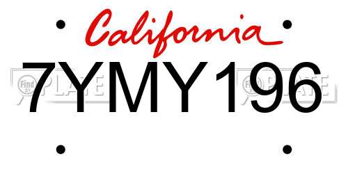 7YMY196 California License Plate