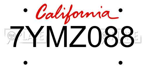 7YMZ088 California License Plate