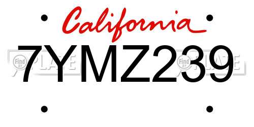 7YMZ239 California License Plate