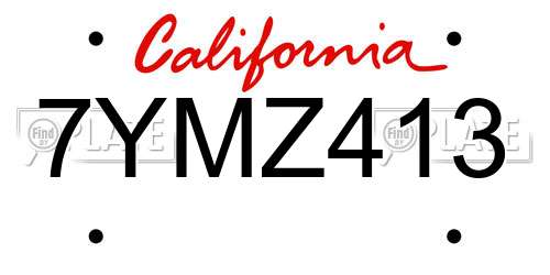 7YMZ413 California License Plate