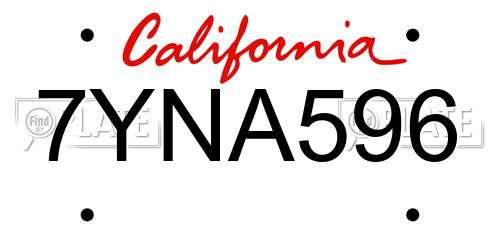7YNA596 California License Plate