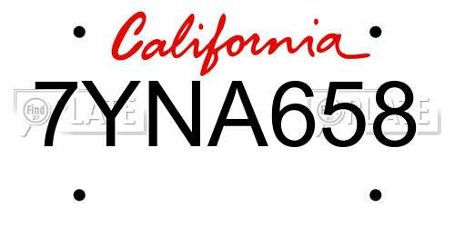 7YNA658 California License Plate