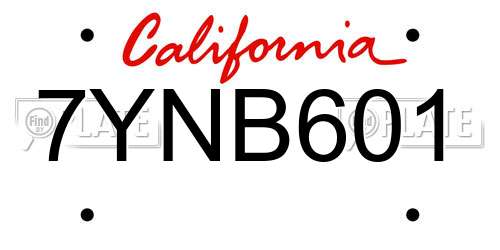 7YNB601 California License Plate