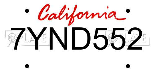 7YND552 California License Plate