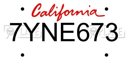 7YNE673 California License Plate