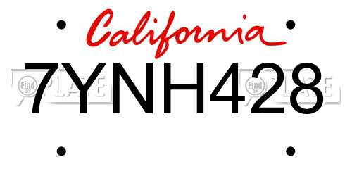 7YNH428 California License Plate