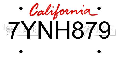 7YNH879 California License Plate