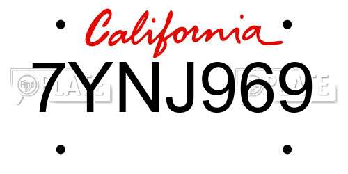 7YNJ969 California License Plate
