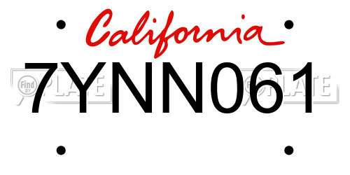 7YNN061 California License Plate
