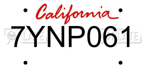 7YNP061 California License Plate