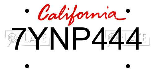 7YNP444 California License Plate