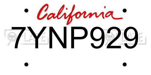 7YNP929 California License Plate
