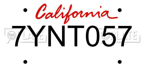 7YNT057 California License Plate