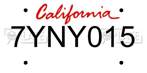 7YNY015 California License Plate