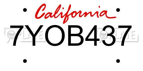 7YOB437 California License Plate