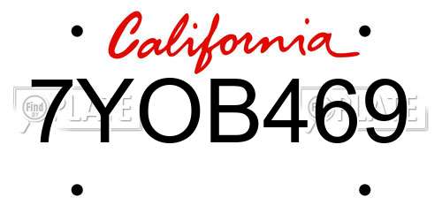 7YOB469 California License Plate