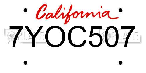 7YOC507 California License Plate