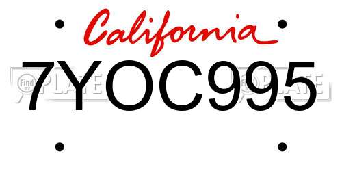 7YOC995 California License Plate