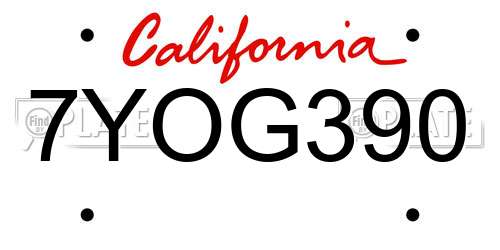 7YOG390 California License Plate
