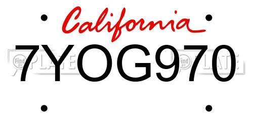 7YOG970 California License Plate