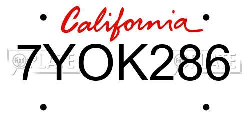 7YOK286 California License Plate