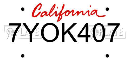 7YOK407 California License Plate
