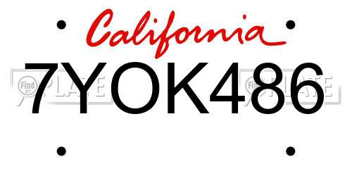 7YOK486 California License Plate