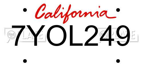 7YOL249 California License Plate