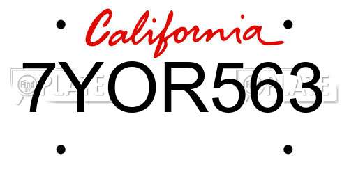 7YOR563 California License Plate